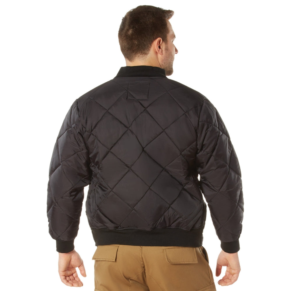 Rothco Diamond Nylon Quilted Flight Jacket (Black) - 4