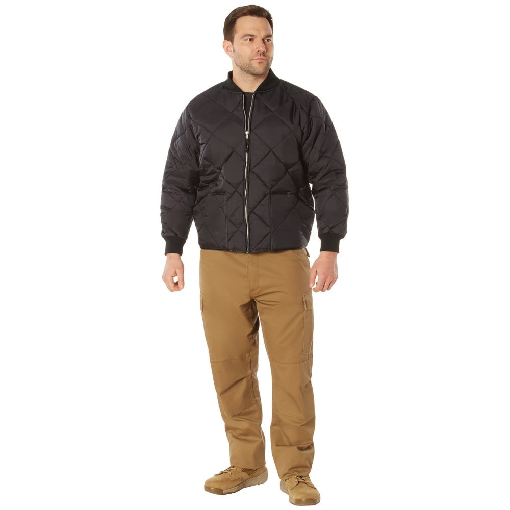 Rothco Diamond Nylon Quilted Flight Jacket (Black) - 5