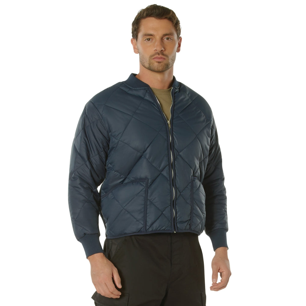 Rothco Diamond Nylon Quilted Flight Jacket (Navy Blue) - 1