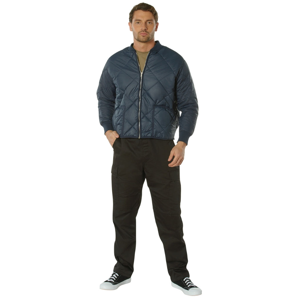 Rothco Diamond Nylon Quilted Flight Jacket (Navy Blue) - 3