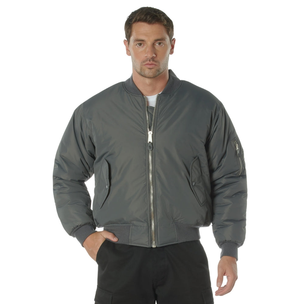 Rothco Enhanced Nylon MA-1 Flight Jacket (Gunmetal Grey)