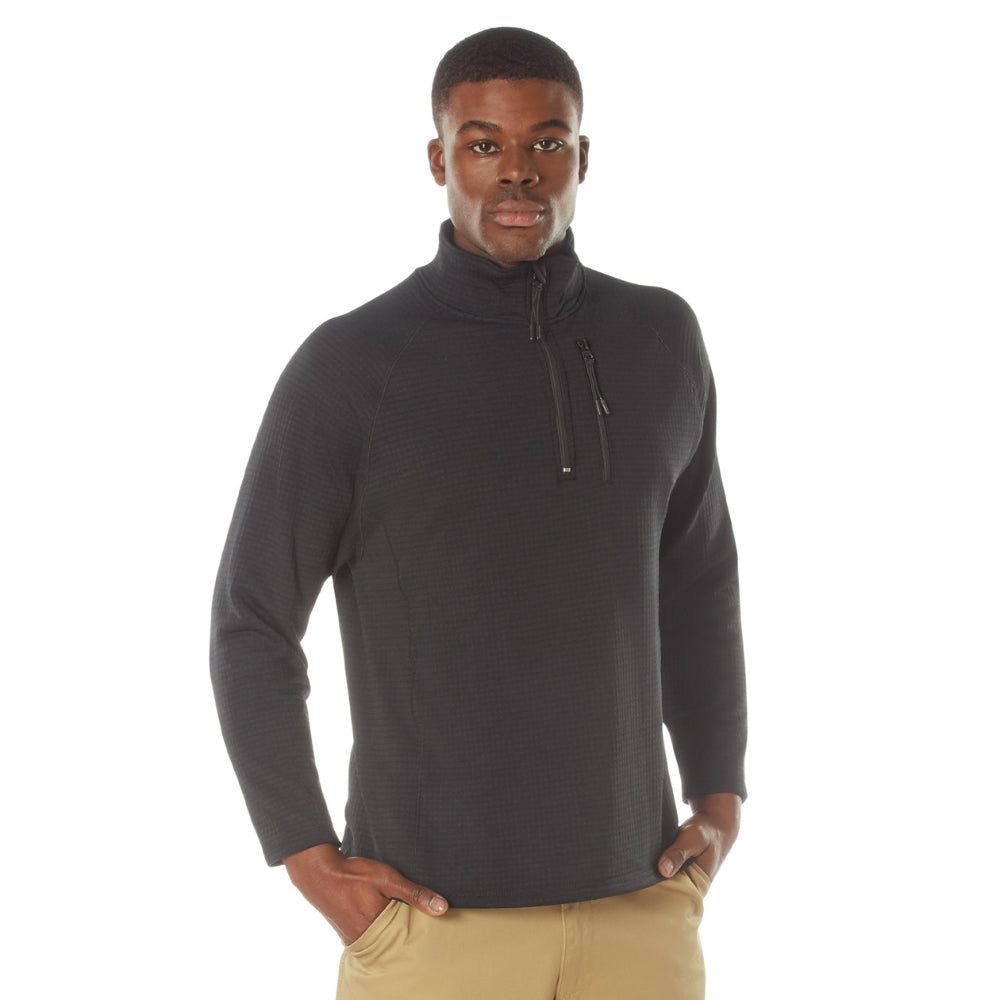 Rothco Grid Fleece Pullover (Black) | All Security Equipment