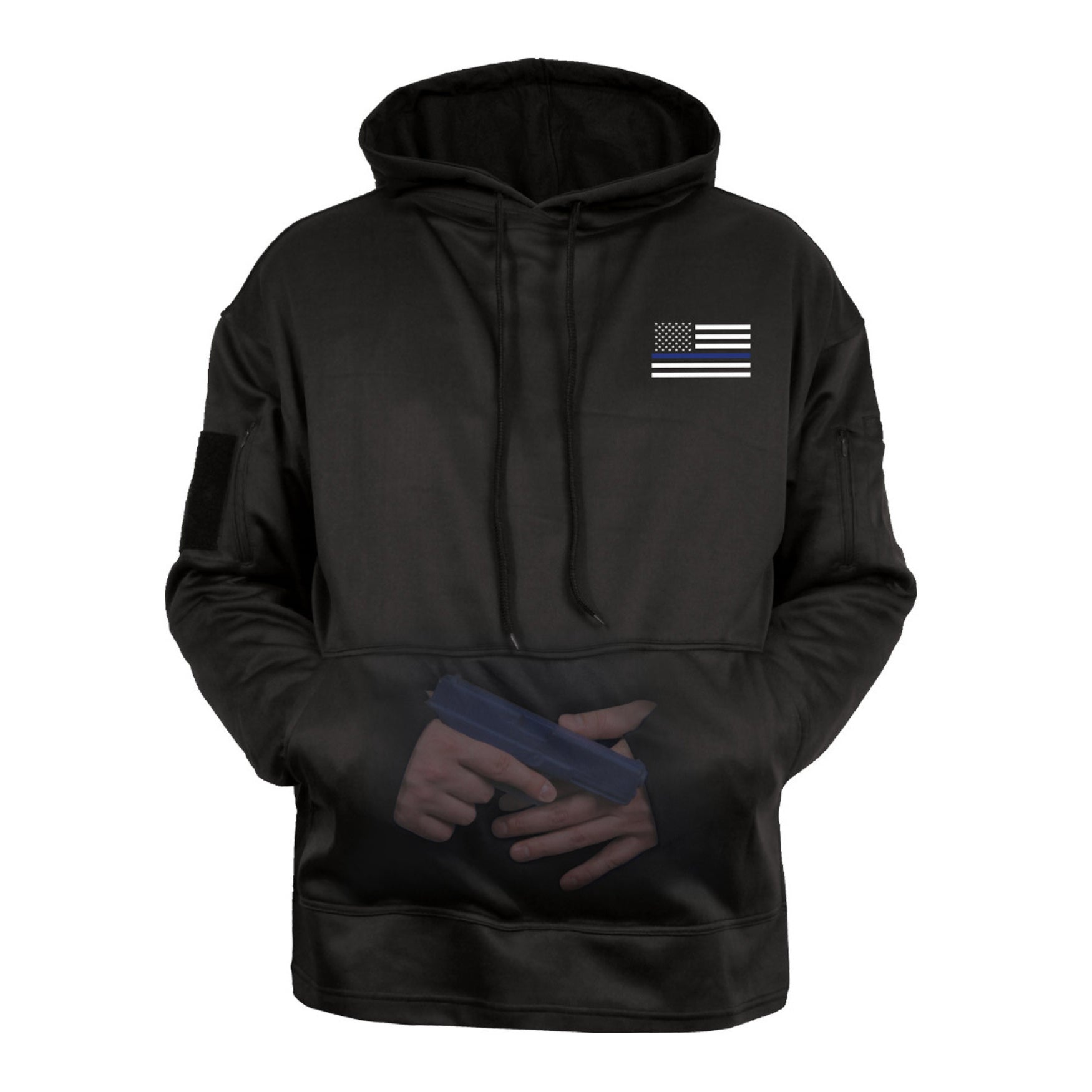 Rothco Honor and Respect Thin Blue Line Concealed Carry Hoodie - Black - 3