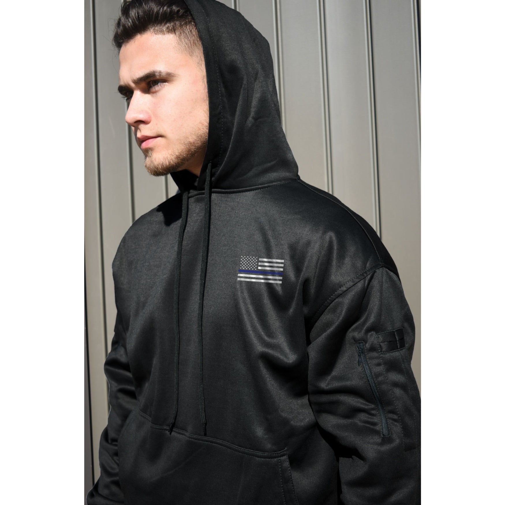 Rothco Honor and Respect Thin Blue Line Concealed Carry Hoodie - Black - 4