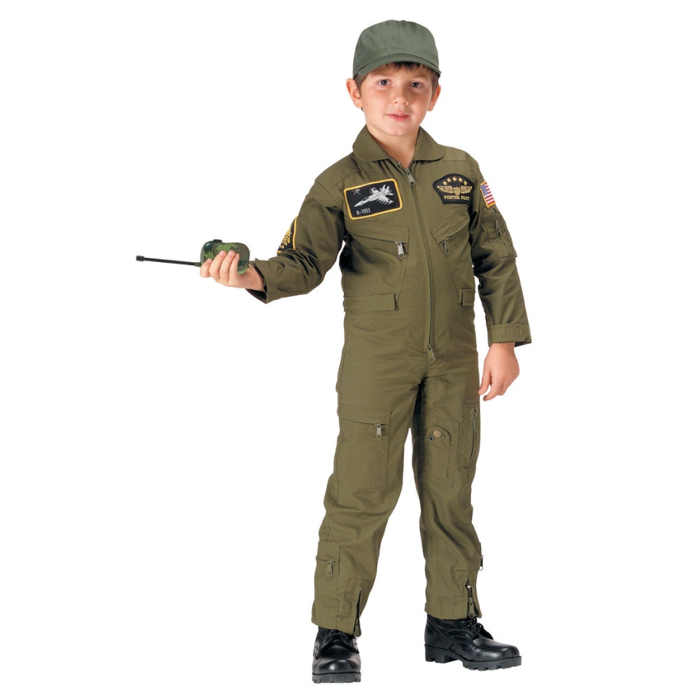 Rothco Kid's Flight Coverall With Patches (Olive Drab)