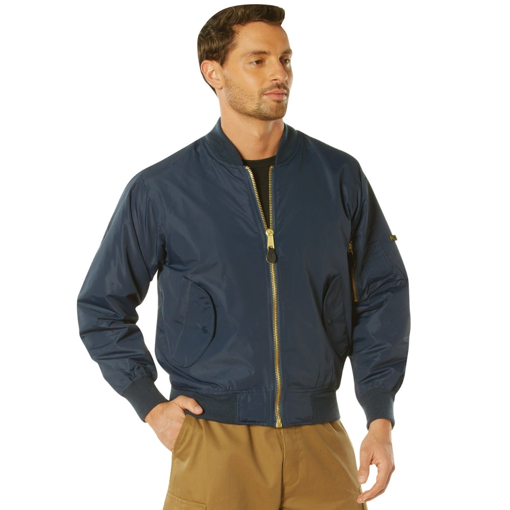 Rothco Lightweight MA-1 Flight Jacket (Navy Blue) - 1