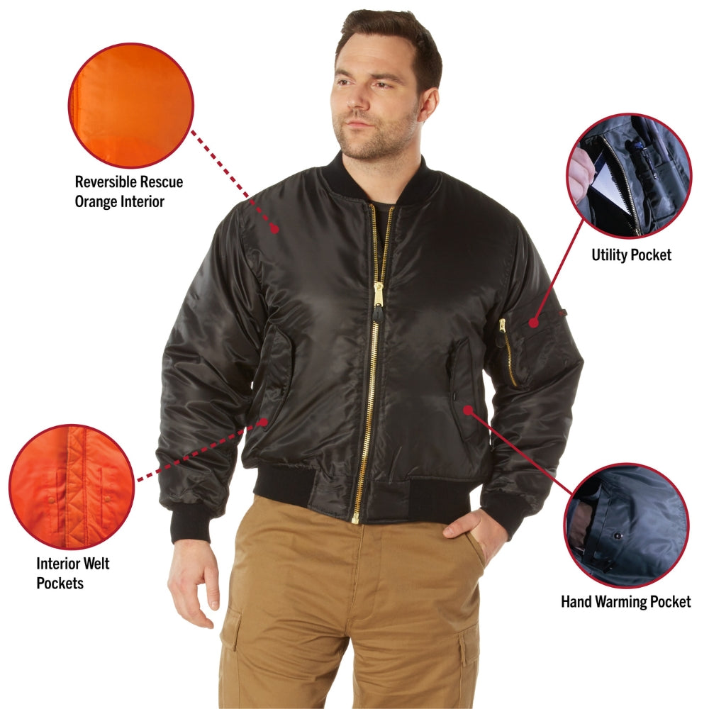 Rothco MA-1 Flight Jacket (Black Camo) | All Security Equipment - 5
