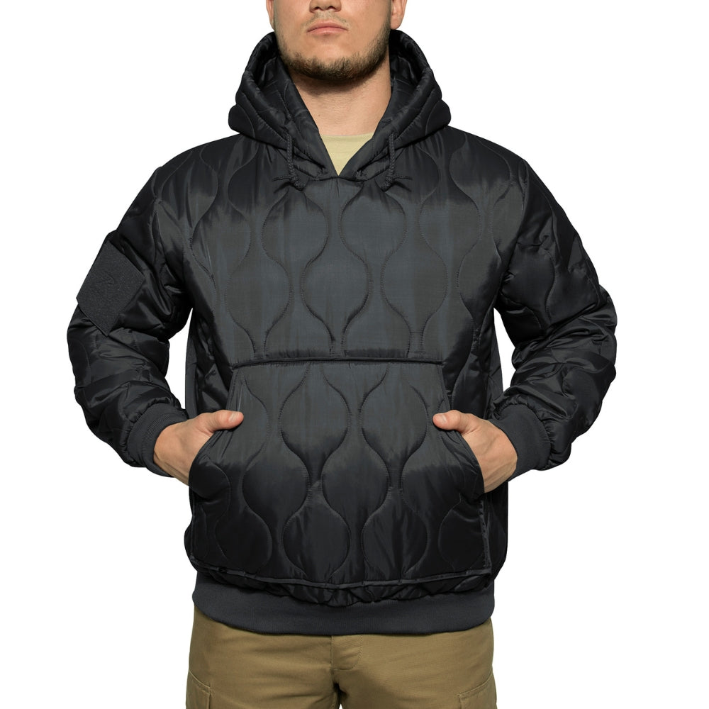 Rothco Quilted Woobie Hooded Sweatshirt (Black) - 1