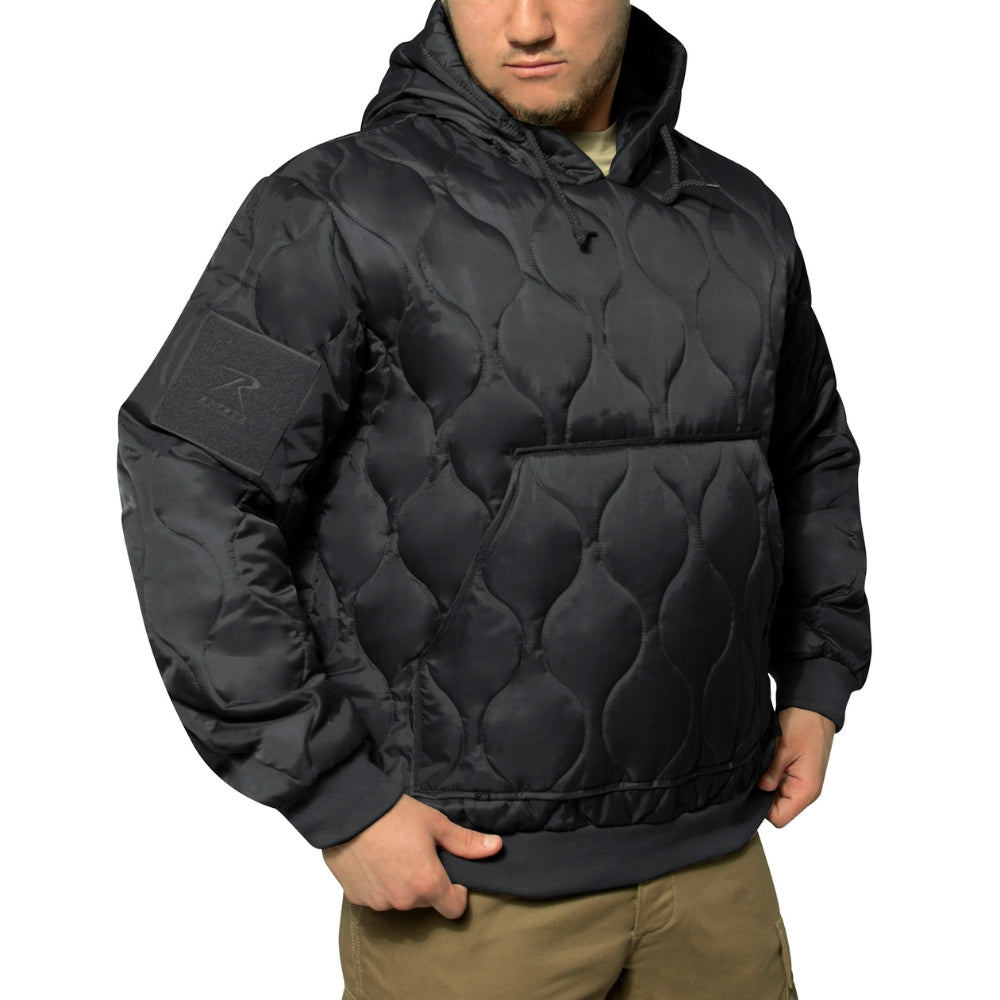 Rothco Quilted Woobie Hooded Sweatshirt (Black) - 2