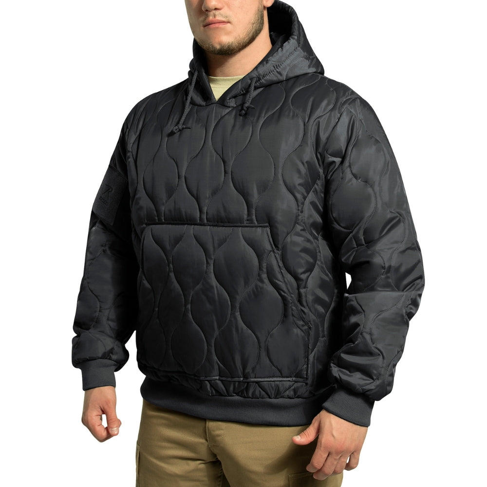 Rothco Quilted Woobie Hooded Sweatshirt (Black) - 3
