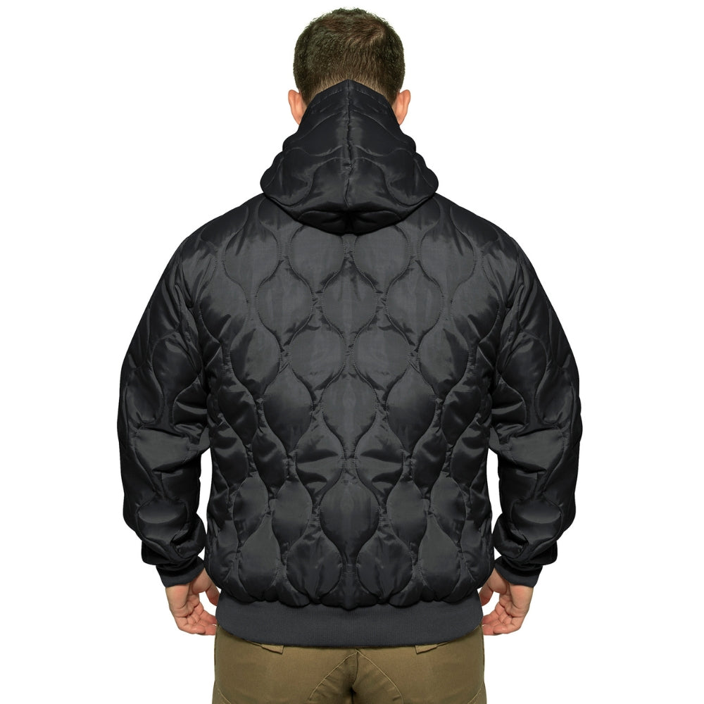 Rothco Quilted Woobie Hooded Sweatshirt (Black) - 4