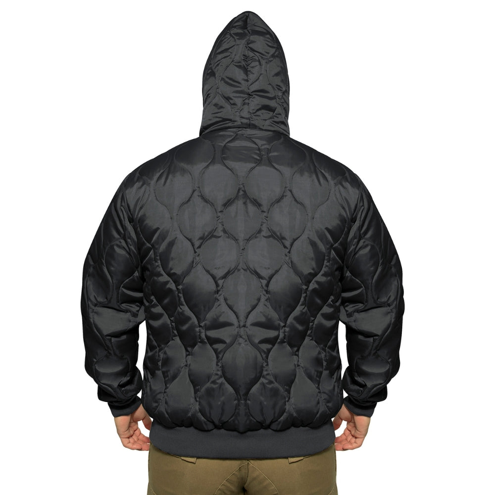 Rothco Quilted Woobie Hooded Sweatshirt (Black) - 5