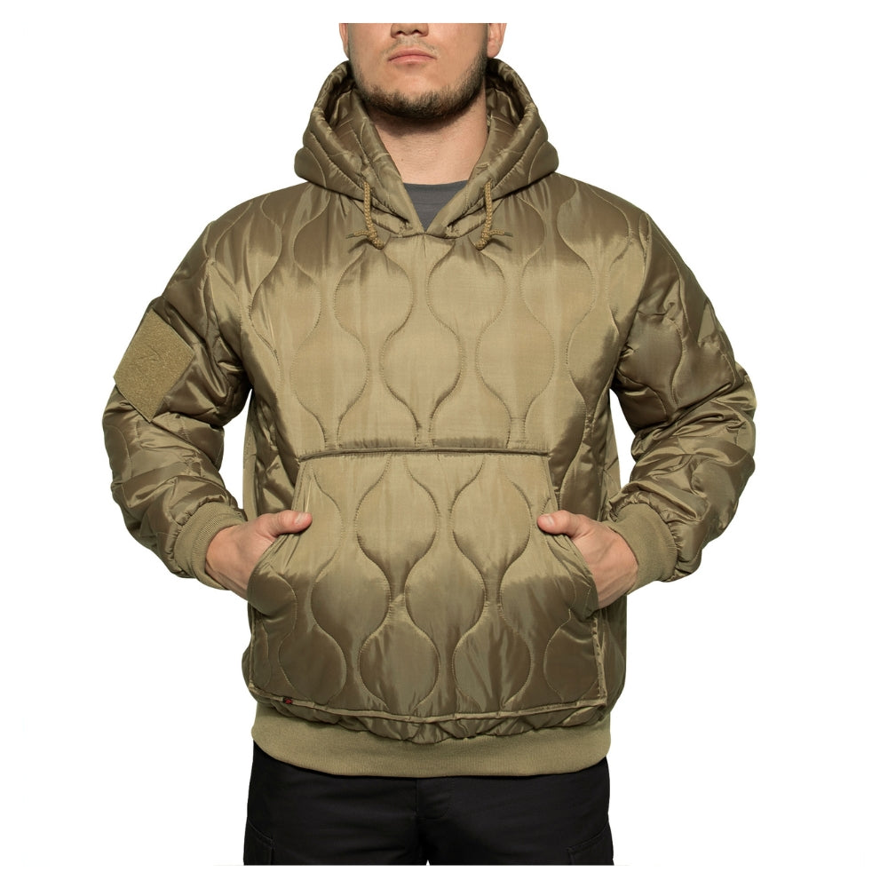 Rothco Quilted Woobie Hooded Sweatshirt (Coyote Brown) - 1