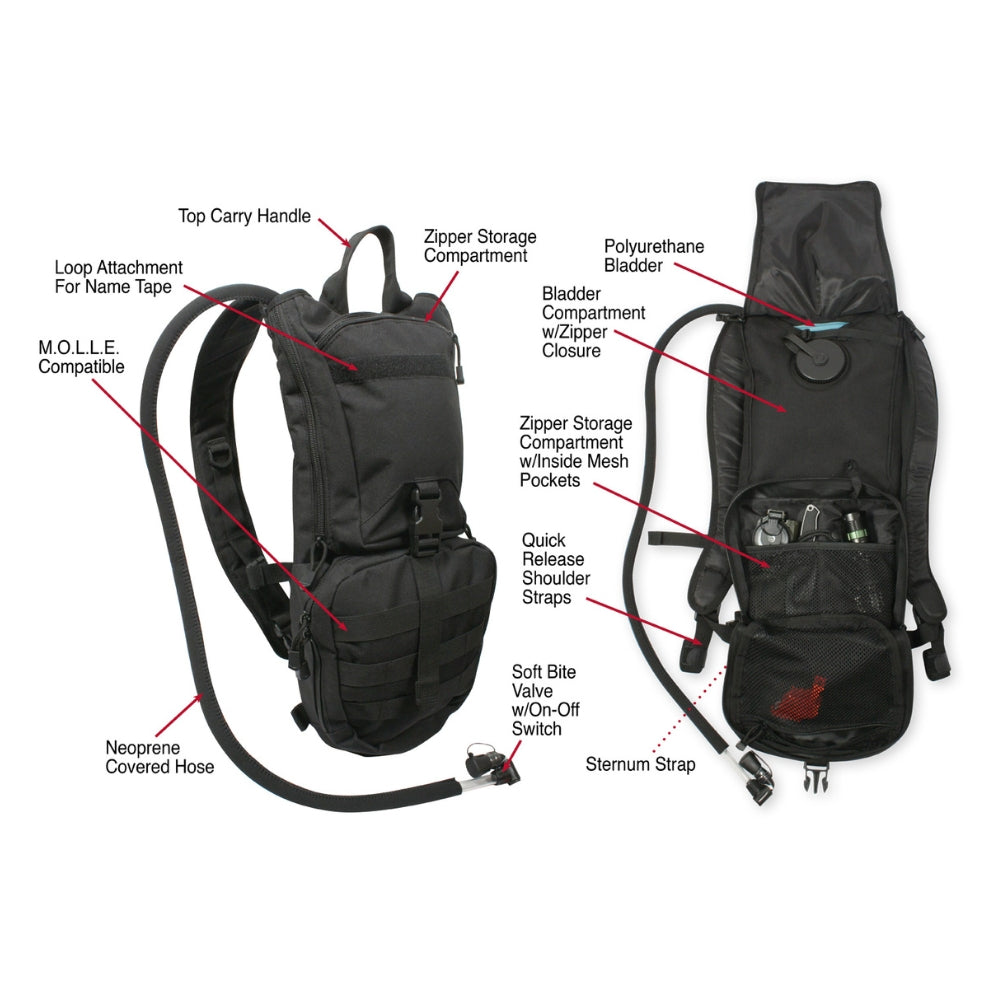 Rothco Rapid Trek Hydration Pack - Black | RCO-613902928657