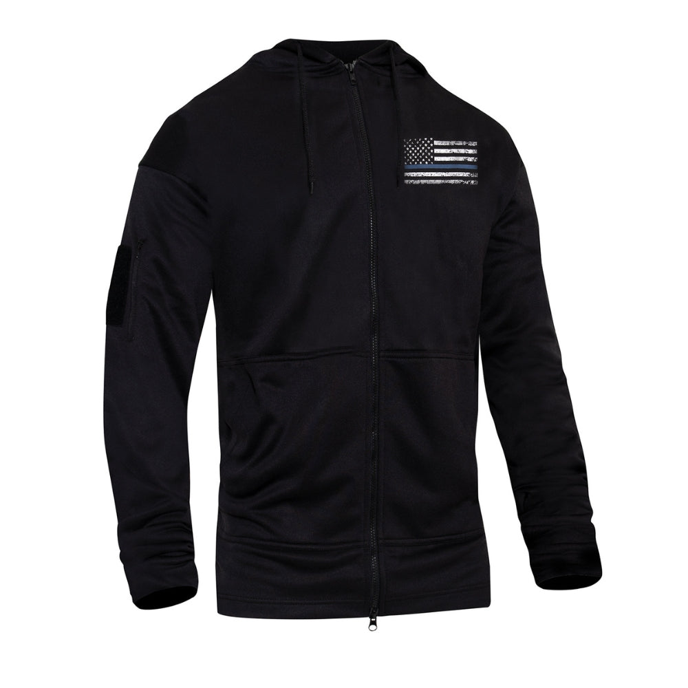Rothco Thin Blue Line Concealed Carry Zippered Hoodie - Black - 1