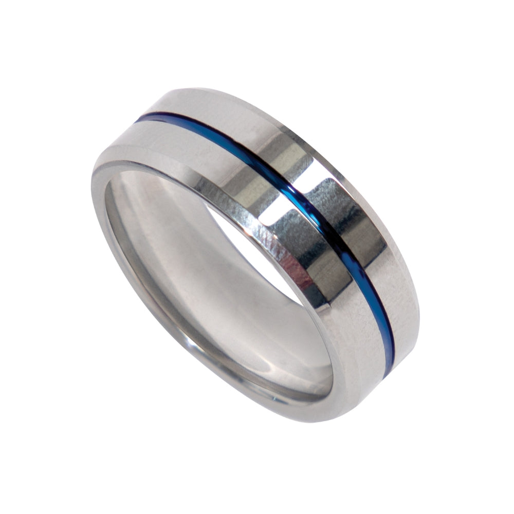 Rothco Tungsten Carbide Thin Blue Line Ring (Silver) - 3