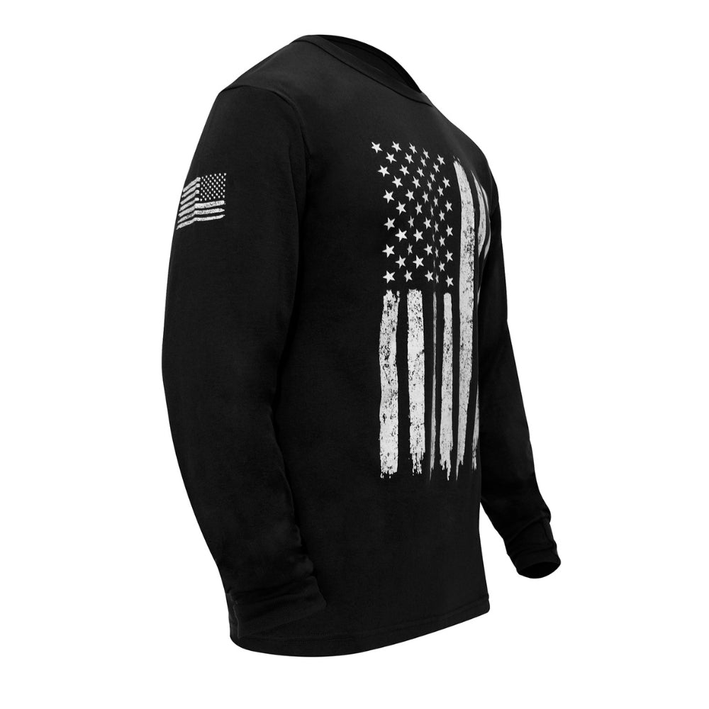 Rothco US Flag Long Sleeve T-Shirt (Black) | All Security Equipment - 3