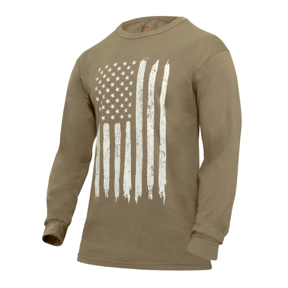 Rothco US Flag Long Sleeve T-Shirt (Coyote Brown) - 2