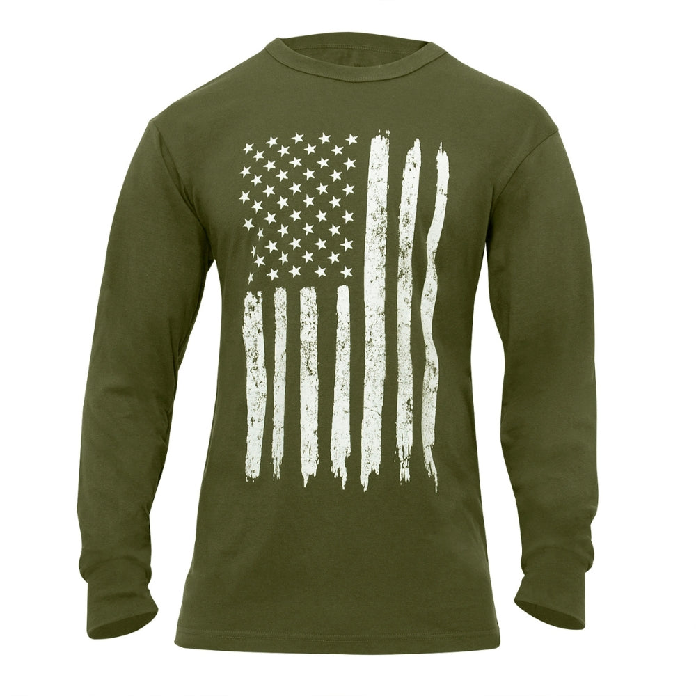 Rothco US Flag Long Sleeve T-Shirt (Olive Drab) - 1