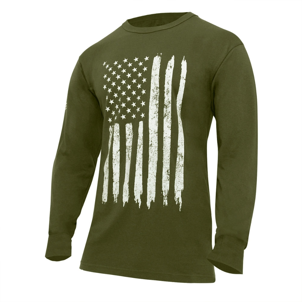 Rothco US Flag Long Sleeve T-Shirt (Olive Drab) - 2