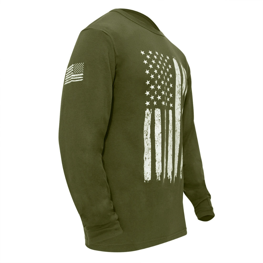 Rothco US Flag Long Sleeve T-Shirt (Olive Drab) - 3