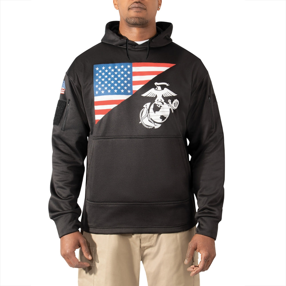 Rothco US Flag USMC Eagle Globe & Anchor Concealed Carry Hoodie (Black) - 1