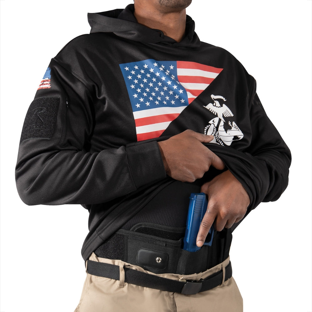 Rothco US Flag USMC Eagle Globe & Anchor Concealed Carry Hoodie (Black) - 2