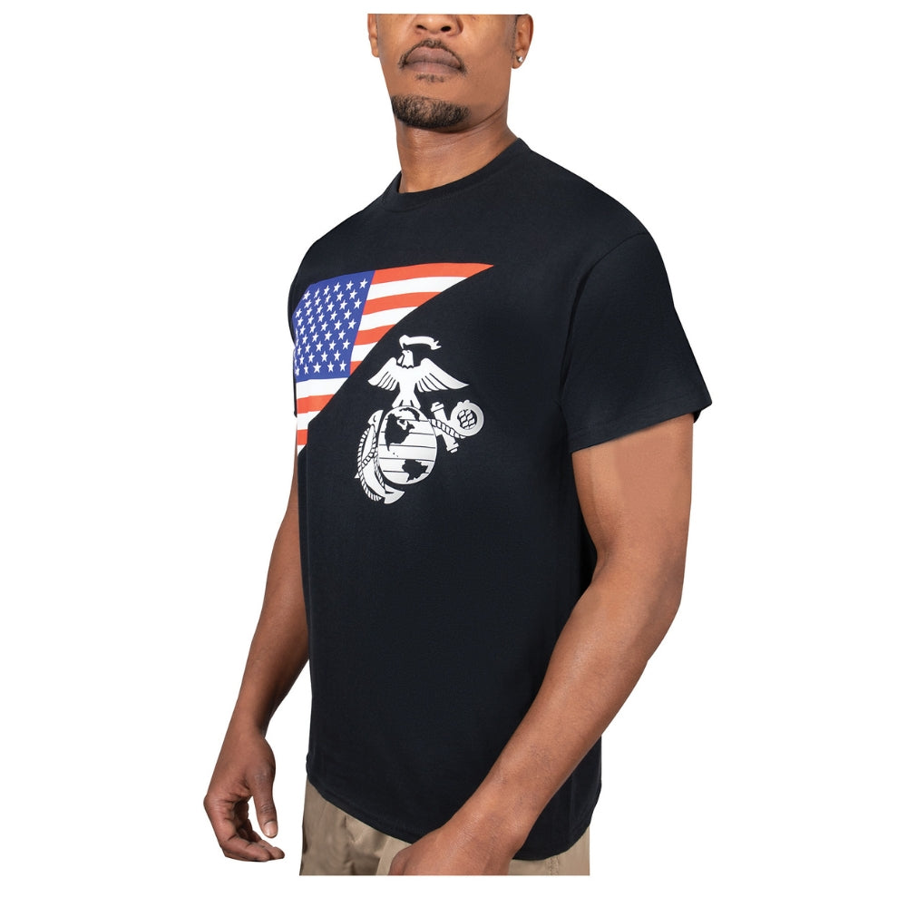 Rothco US Flag / USMC Eagle, Globe, & Anchor T-Shirt (Black) - 3