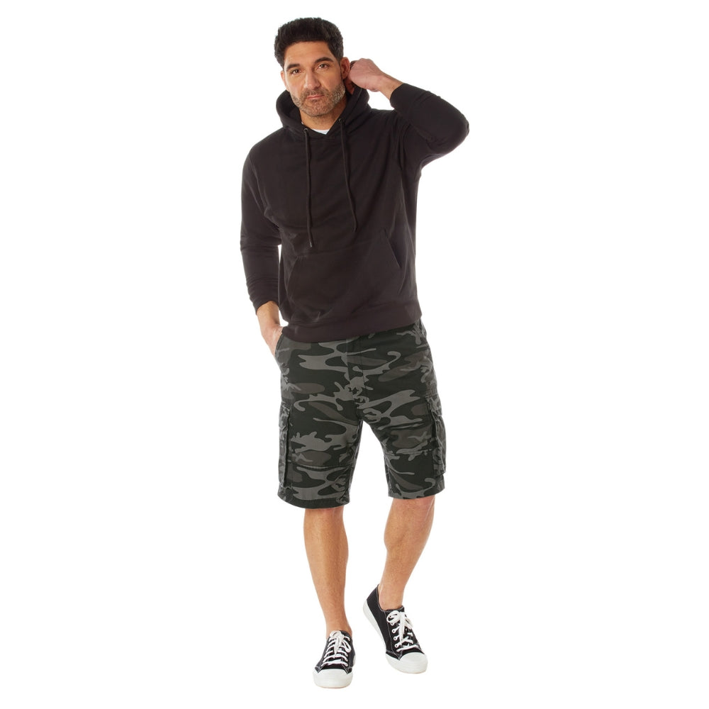 Rothco Vintage Camo Paratrooper Cargo Shorts (Black Camo) - 5