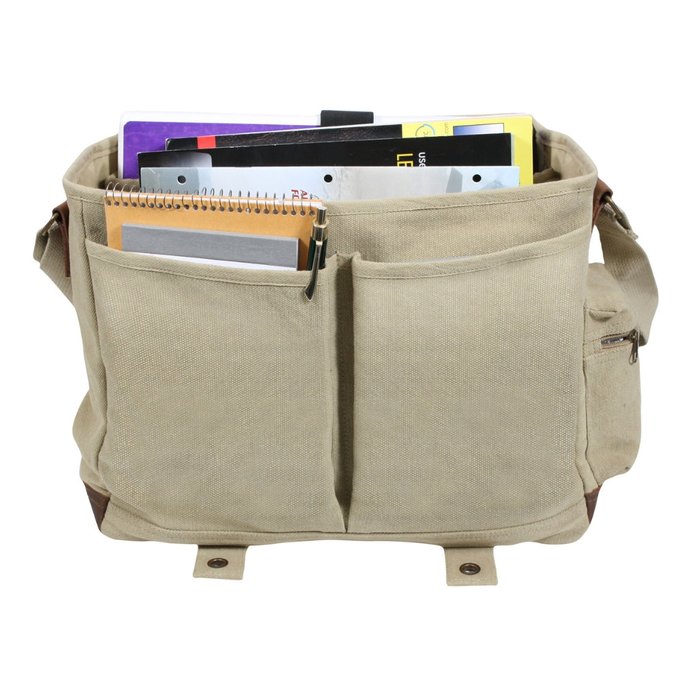 Rothco Vintage Canvas Pathfinder Laptop Bag With Leather Accents - 4