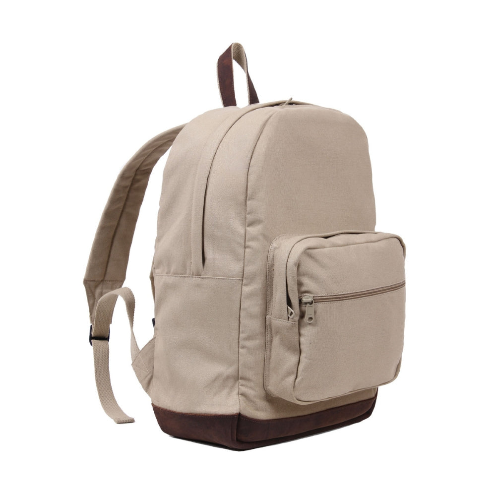 backpack with leather base Rothco Vintage Canvas Teardrop Backpack With Leather Accents