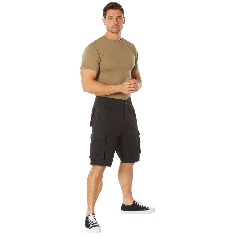 Rothco Vintage Solid Paratrooper Cargo Shorts (Black) - 4