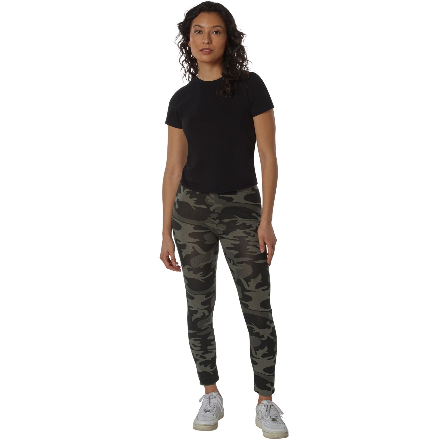 Rothco Womens Workout Performance Camo Leggings With Pockets (Black Camo) - 2