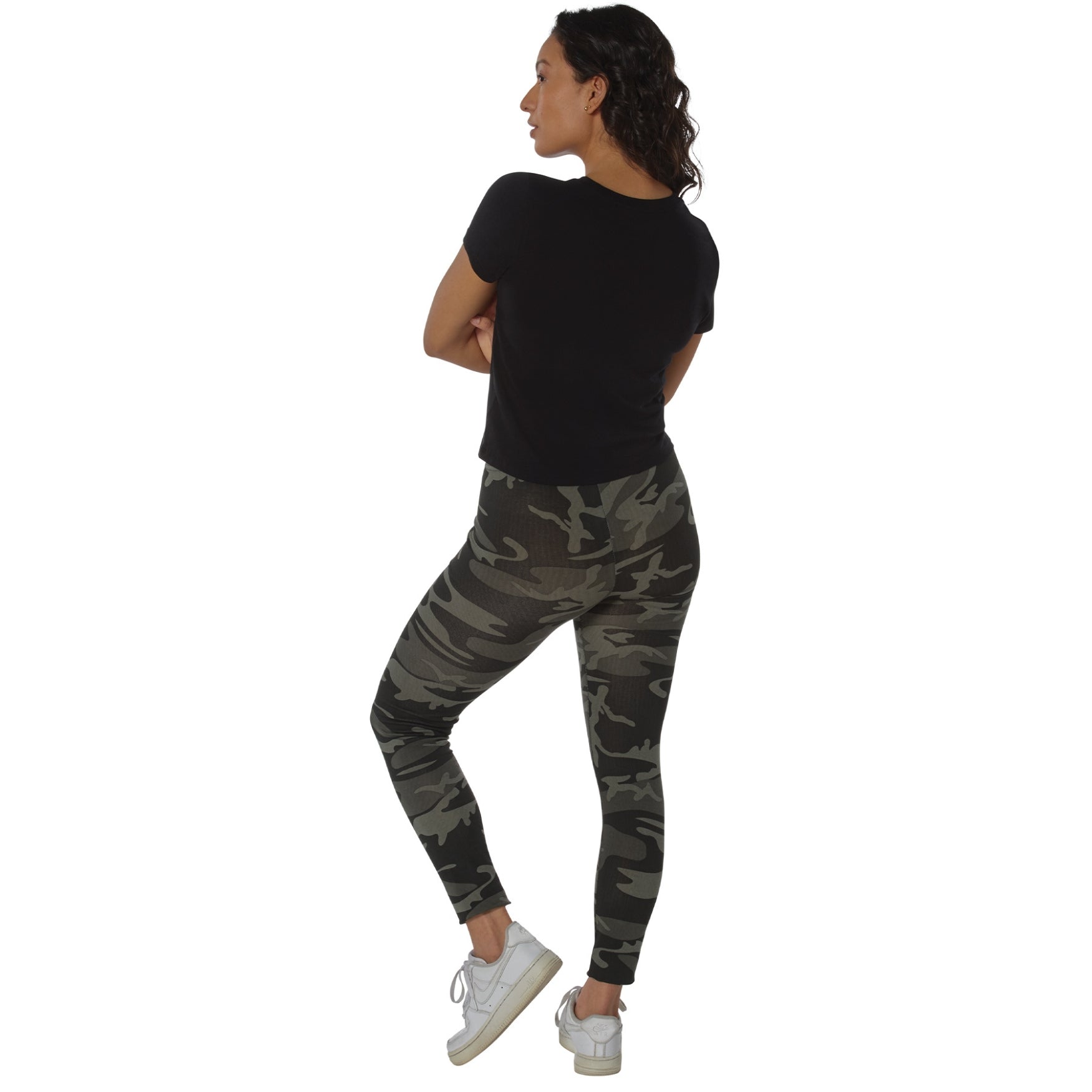 Rothco Womens Workout Performance Camo Leggings With Pockets (Black Camo) - 3