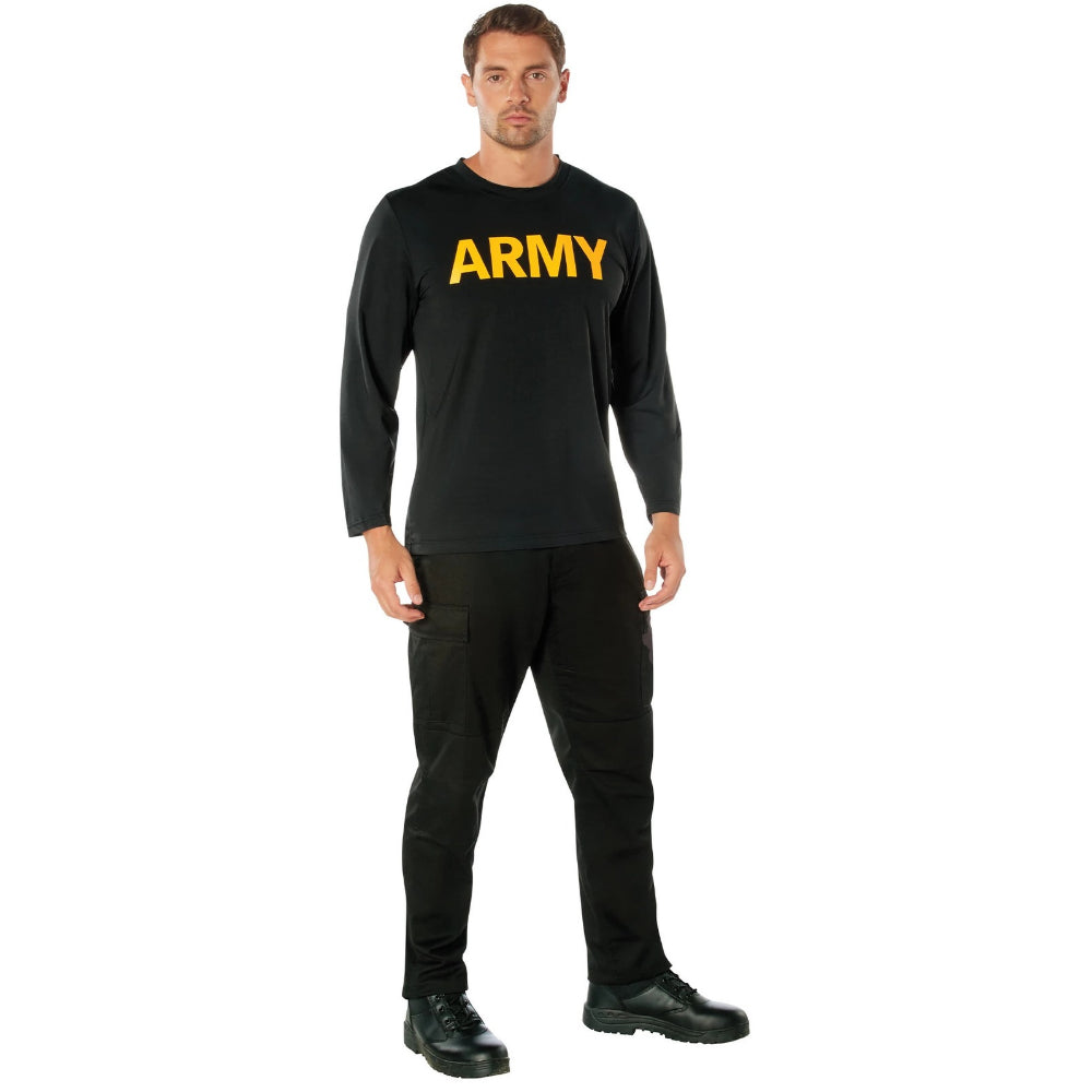 Rothco Long Sleeve Army PT Shirt - Black / Gold | ASE