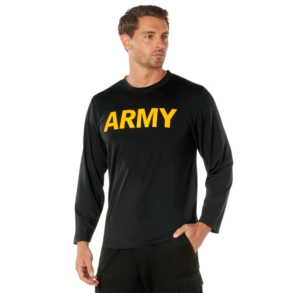Rothco Long Sleeve Army PT Shirt - Black / Gold | ASE