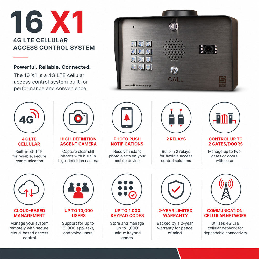 Security Brands Ascent X1-Cellular Telephone Entry System 16-X1
