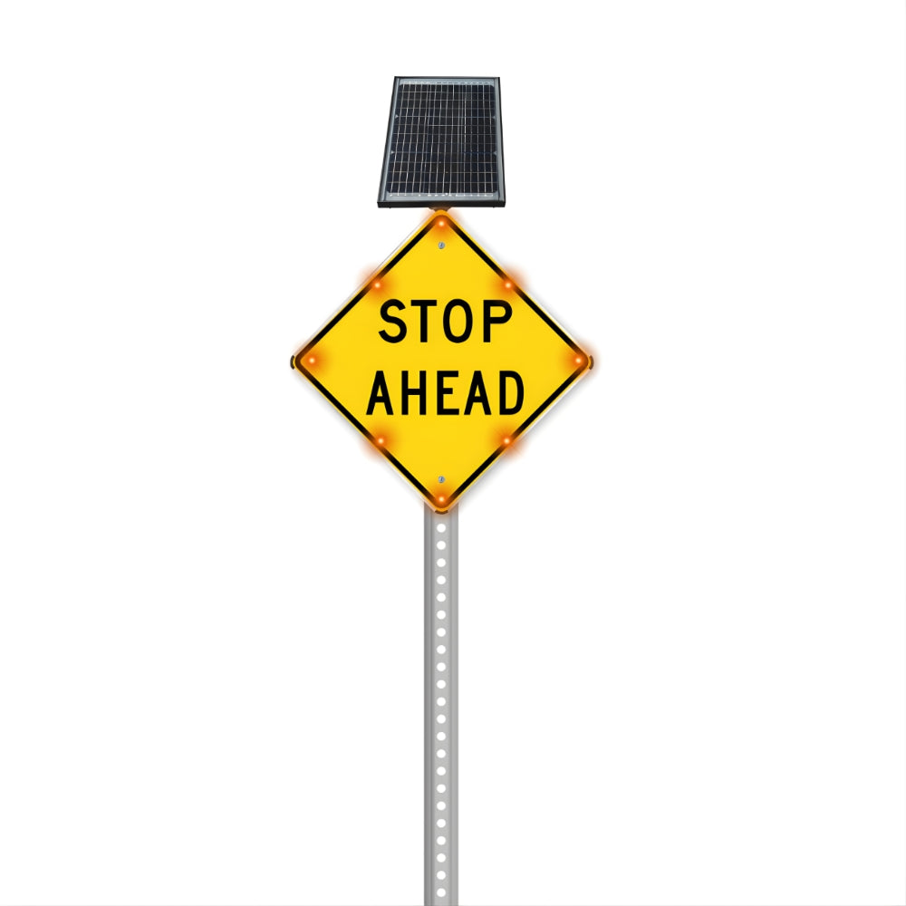 Stop-Lite W3-1A Solar LED Stop Ahead Word Sign | All Security Equipment