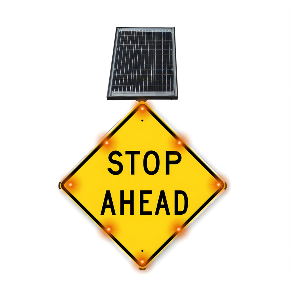 Stop-Lite W3-1A Solar LED Stop Ahead Word Sign | All Security Equipment