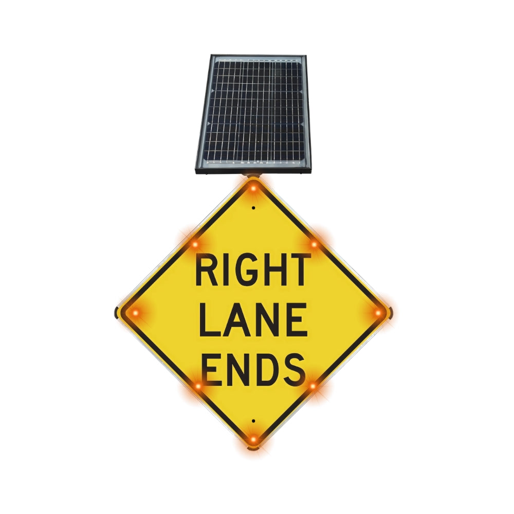 Stop-Lite W9-1 Solar LED Right Lane Ends Sign | All Security Equipment
