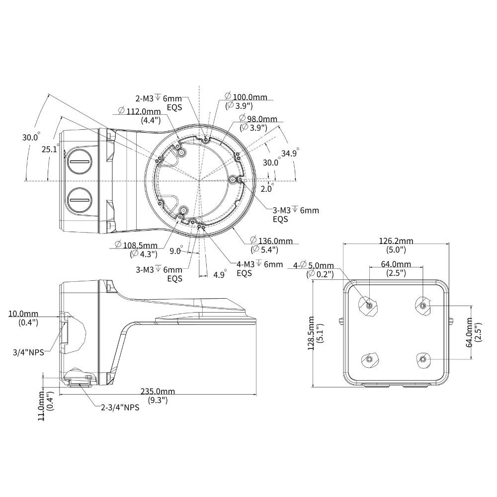 UNV TR-JB07/WM03-F-IN-V2 Wall Mounting Assembling Bracket with Back Hole | All Security Equipment
