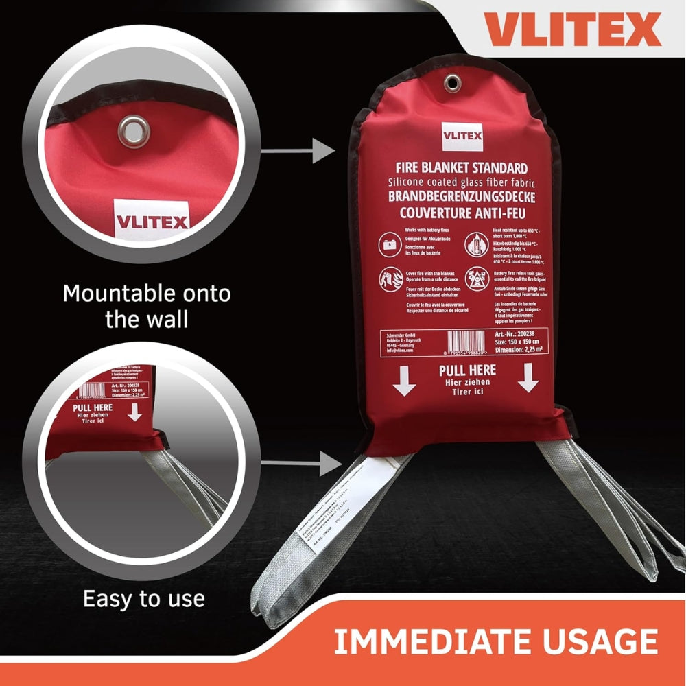 VLITEX 200352 Standard Fire Blanket (4.92' x 4.92') | All Security Equipment