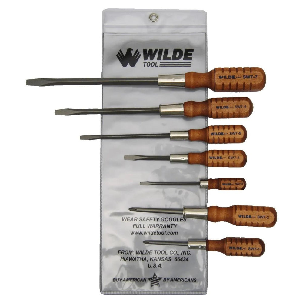 Wilde Tool 7 Piece Wood Handle Screwdriver Set SW7 VP