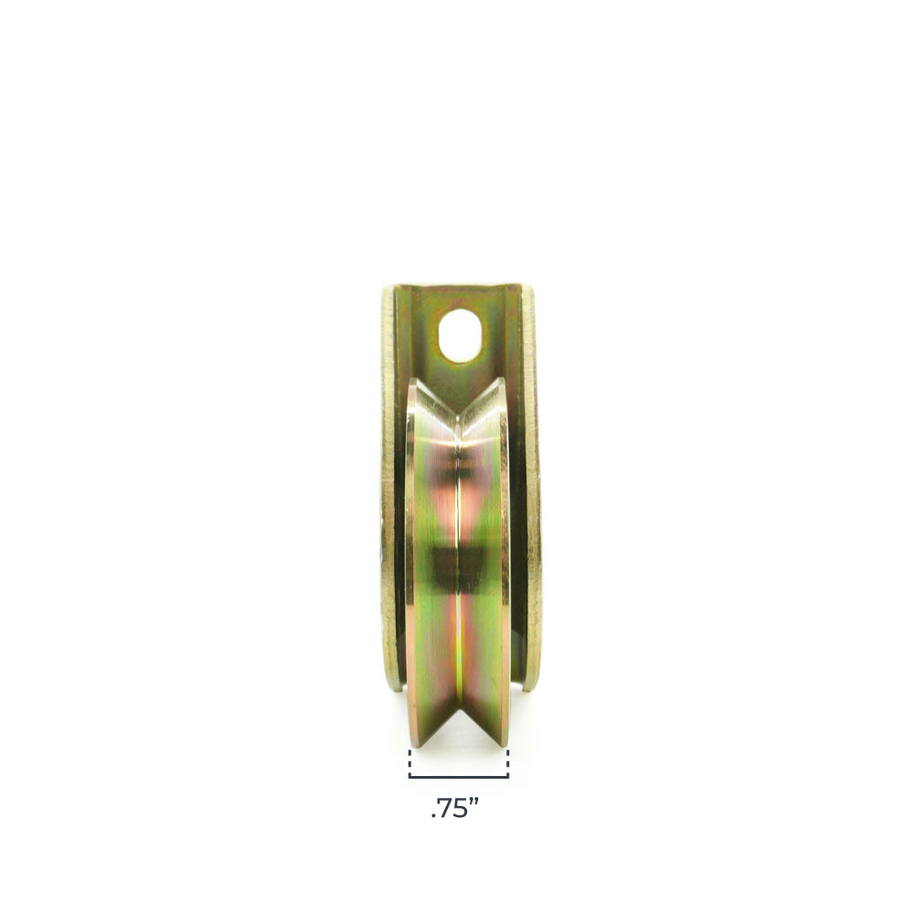 3 inch Heavy-Duty V Groove Wheel with Bracket FAS-RM-WHL-3-GLD-B | All Security Equipment 2/4