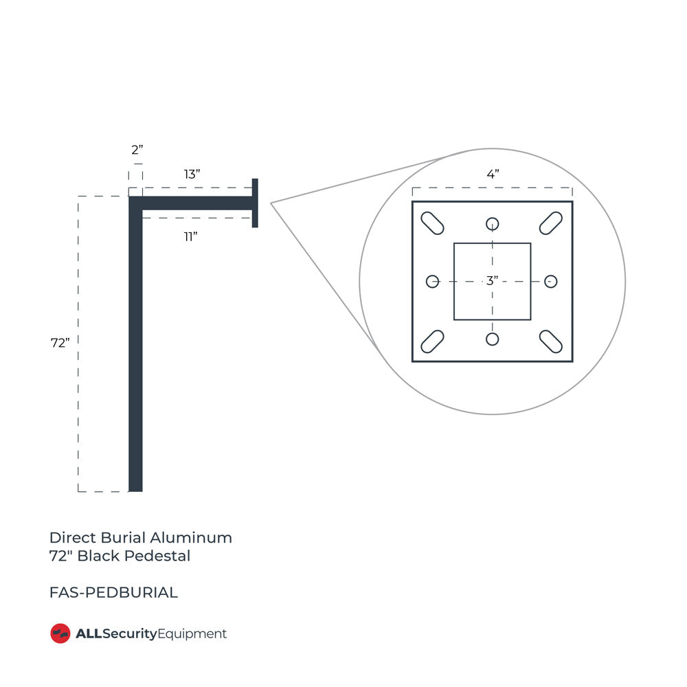ASE Direct Burial Aluminum 72" Black Pedestal FAS-PEDBURIAL | All Security Equipment