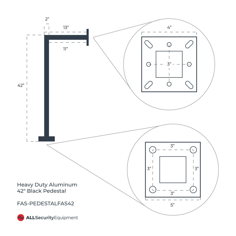 ASE Heavy Duty Aluminum 42" Black Pedestal | PEDESTALFAS42