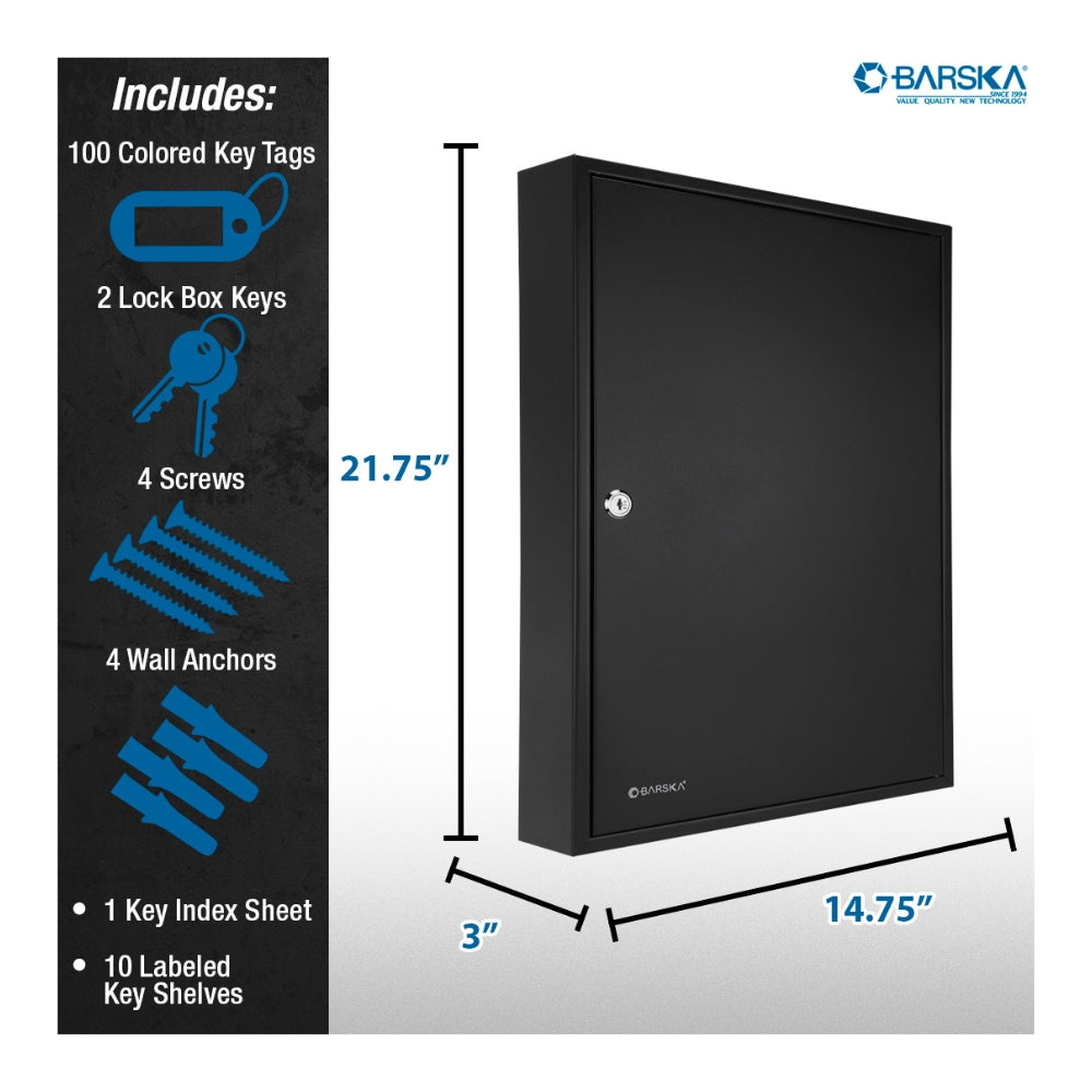 Barska 100 Position Key Cabinet with Key Lock Black CB12964