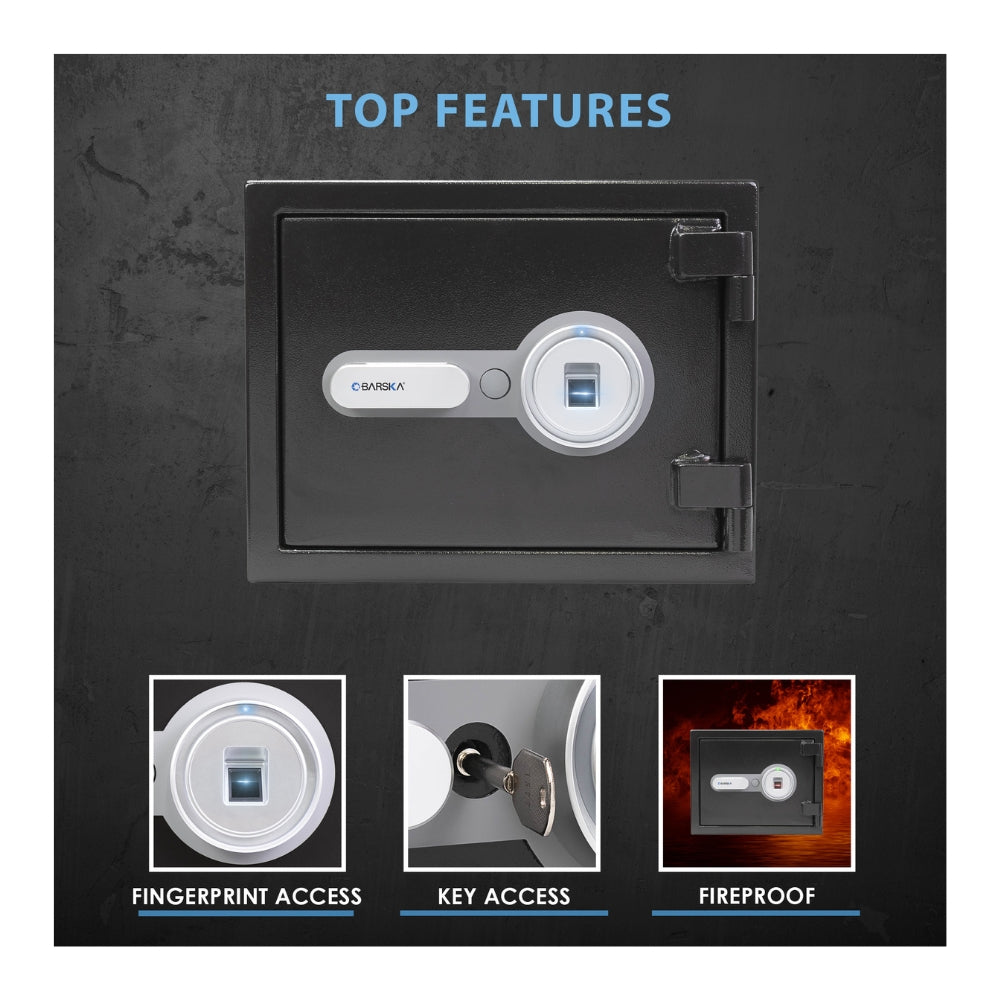 Barska Biometric Fire Resistant Security 0.75 Cu. Ft. Black AX13498