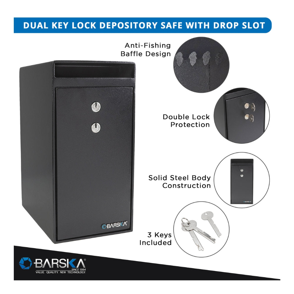 Barska Dual Key Lock Depository Safe with Drop Slot AX13558