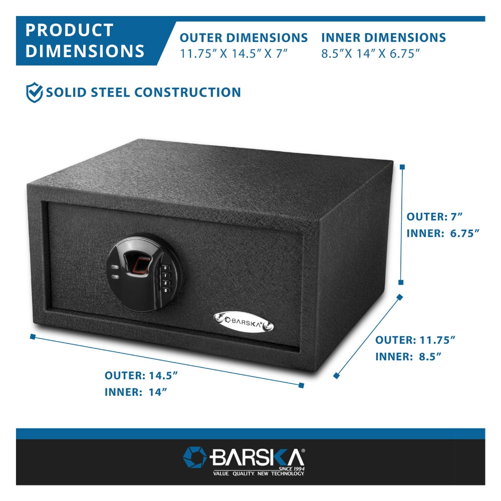 Barska HQ100 Biometric Digital Keypad Safe AX12476